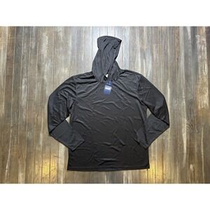 Performance Sports Long Sleeve Hooded T-Shirt Black Activewear Tee